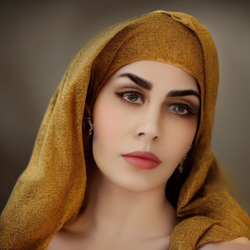 Cinematic shot of an elegant Arab woman in her late