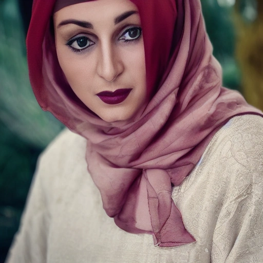 Cinematic portrait of an elegant Arab woman in her late