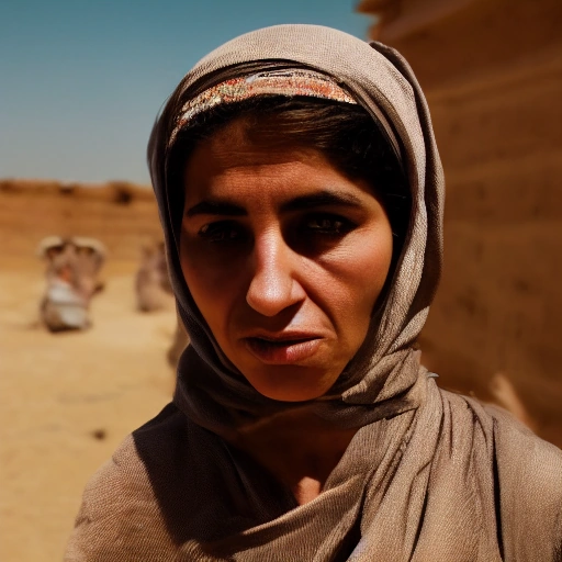 Cinematic shot of a determined Arab woman in her