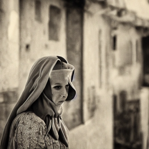 Cinematic shot, a determined Arab woman, Layla, in her late