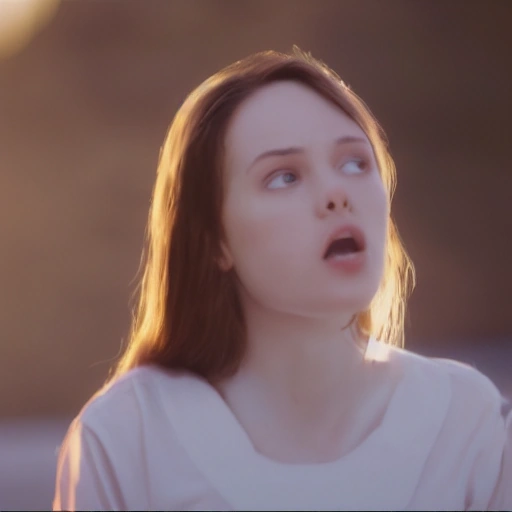 A cinematic shot of a young, intelligent woman
