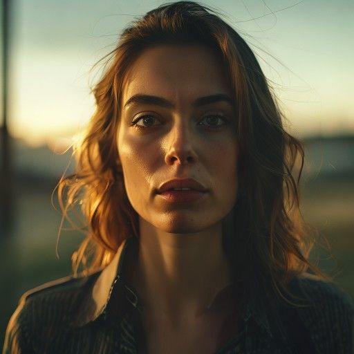 Cinematic wide shot of a woman
