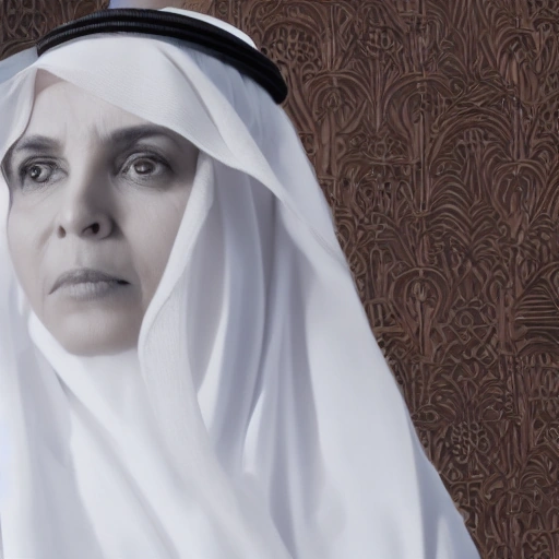 "من خيوط الأمل: حكاية "ليلى" التي نسجت النجاح" Cinematic wide shot of a powerful Arab woman in her late