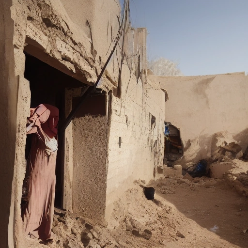 Cinematic wide shot of a determined Arab woman architect in her late
