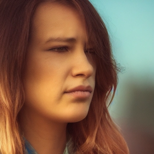 Cinematic shot, a determined and intelligent woman
