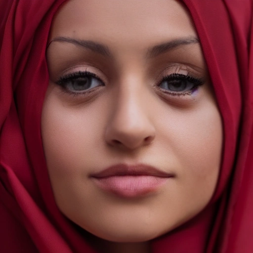 Cinematic close-up of a young, radiant Arab woman