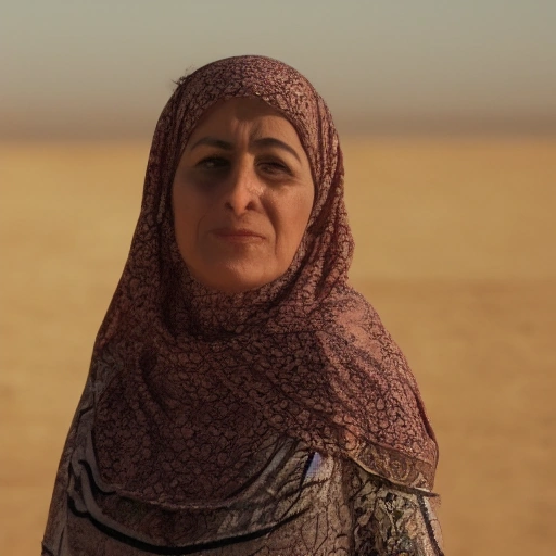 A heartwarming cinematic shot of a determined Arab woman, in her late
