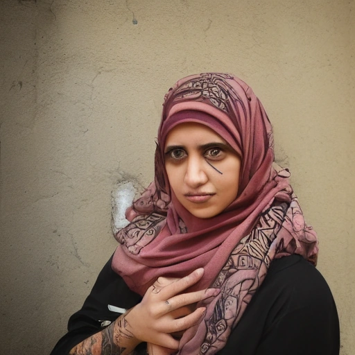 A determined young Arab woman archivist, with intricate tattoos