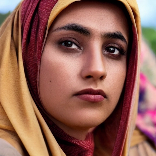 A cinematic close-up shot of an Arab woman
